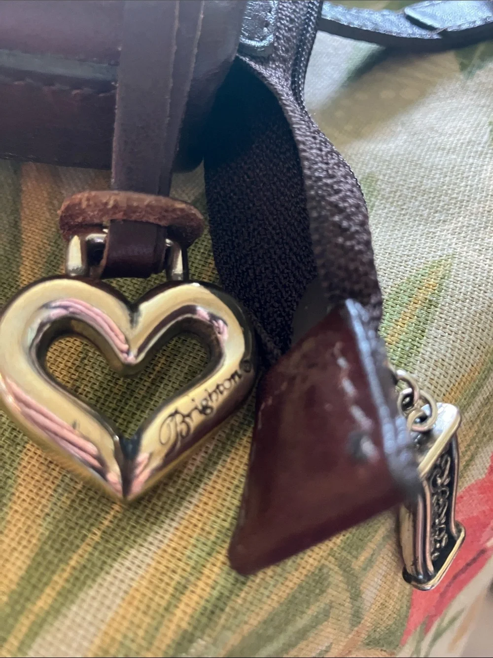 Brighton Women's Brown Leather Tote Bag with Heart Charm
